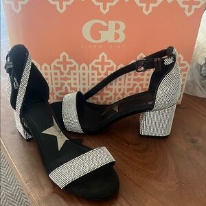 Gianni Bini Black and Silver Chunky Heels